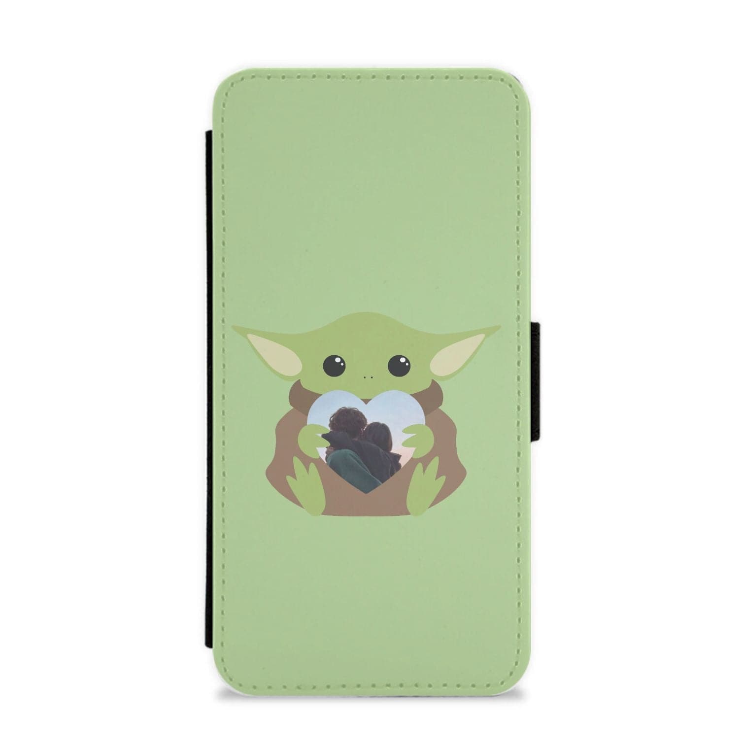 Baby Yoda - Personalised Couples Flip / Wallet Phone Case