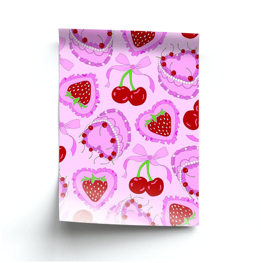 Cherries, Strawberries And Cake - Valentine's Day Poster