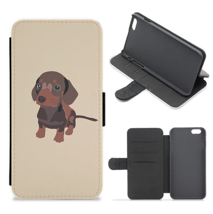 Brown - Dachshunds Flip / Wallet Phone Case