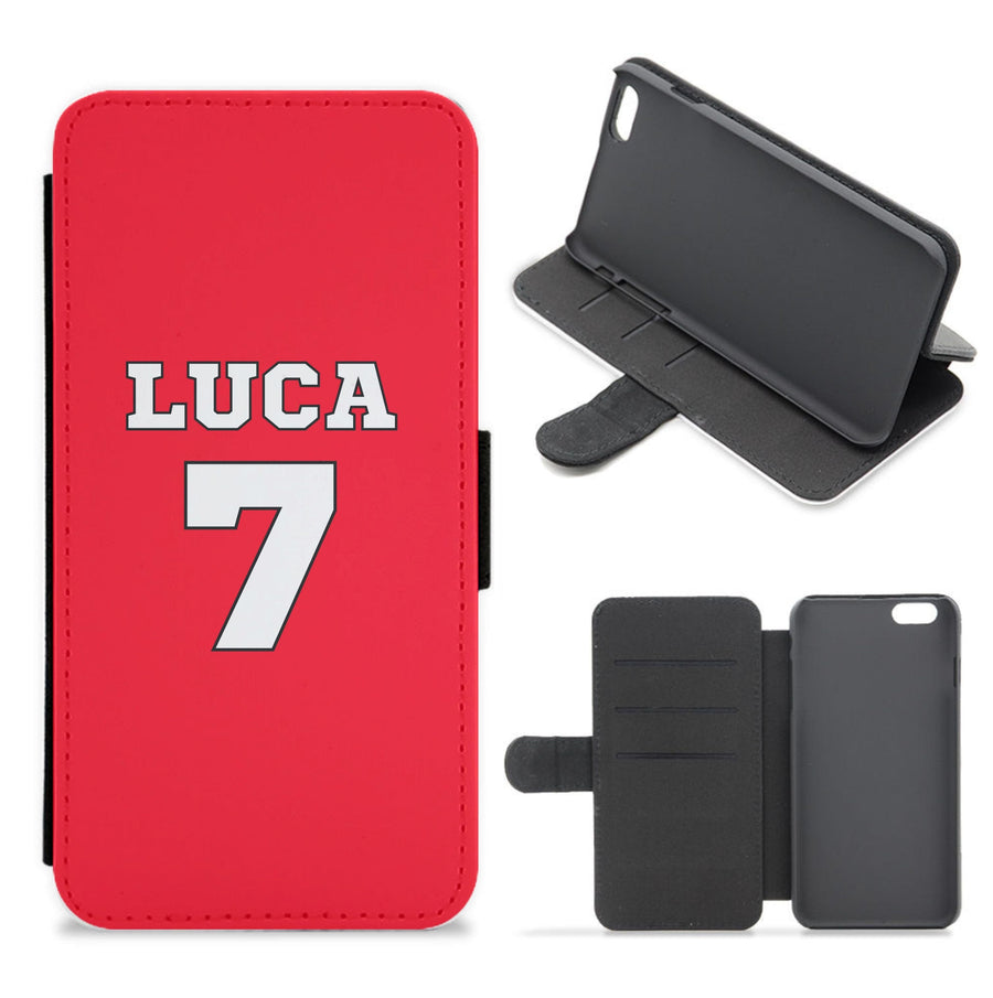 Red - Personalised Football   Flip / Wallet Phone Case