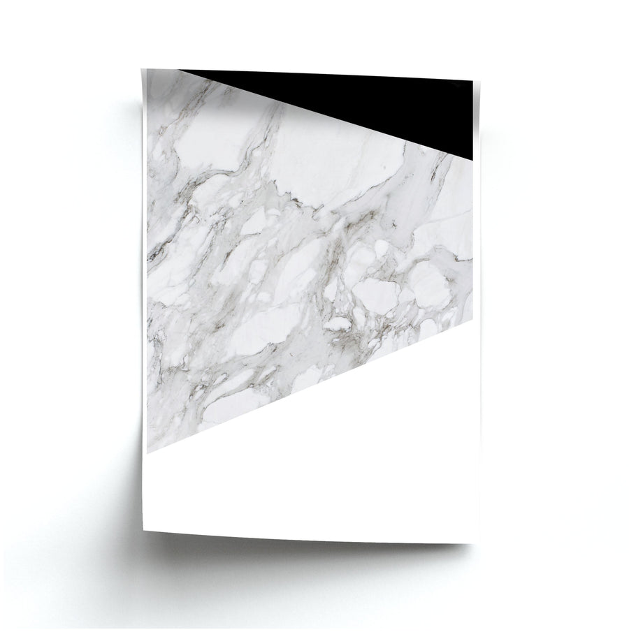White, Black and Marble Pattern Poster