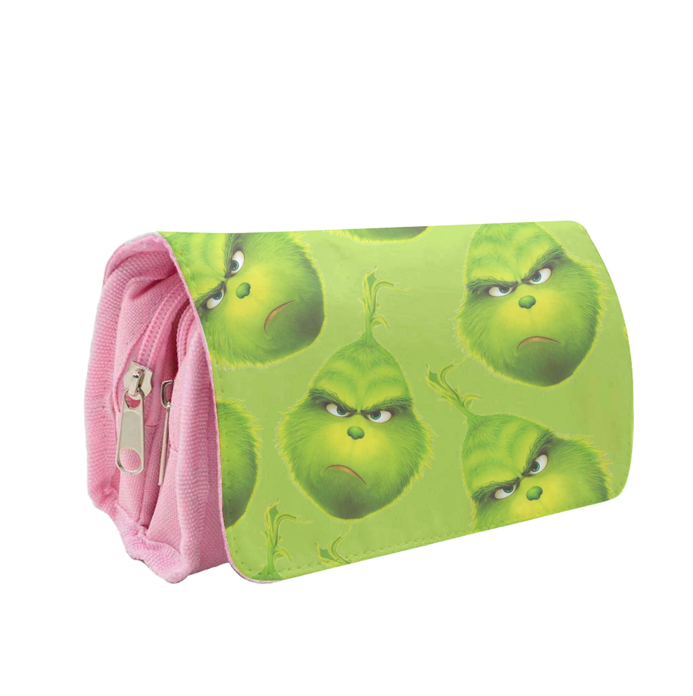 Grinch Face Pattern - Christmas Pencil Case