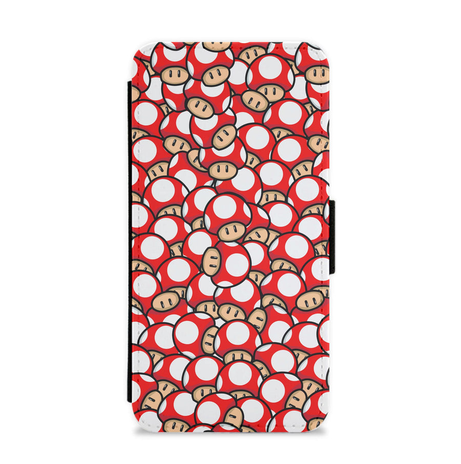 Mushroom Pattern - Red Flip / Wallet Phone Case