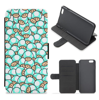 Mushroom Pattern - Light Blue Flip / Wallet Phone Case