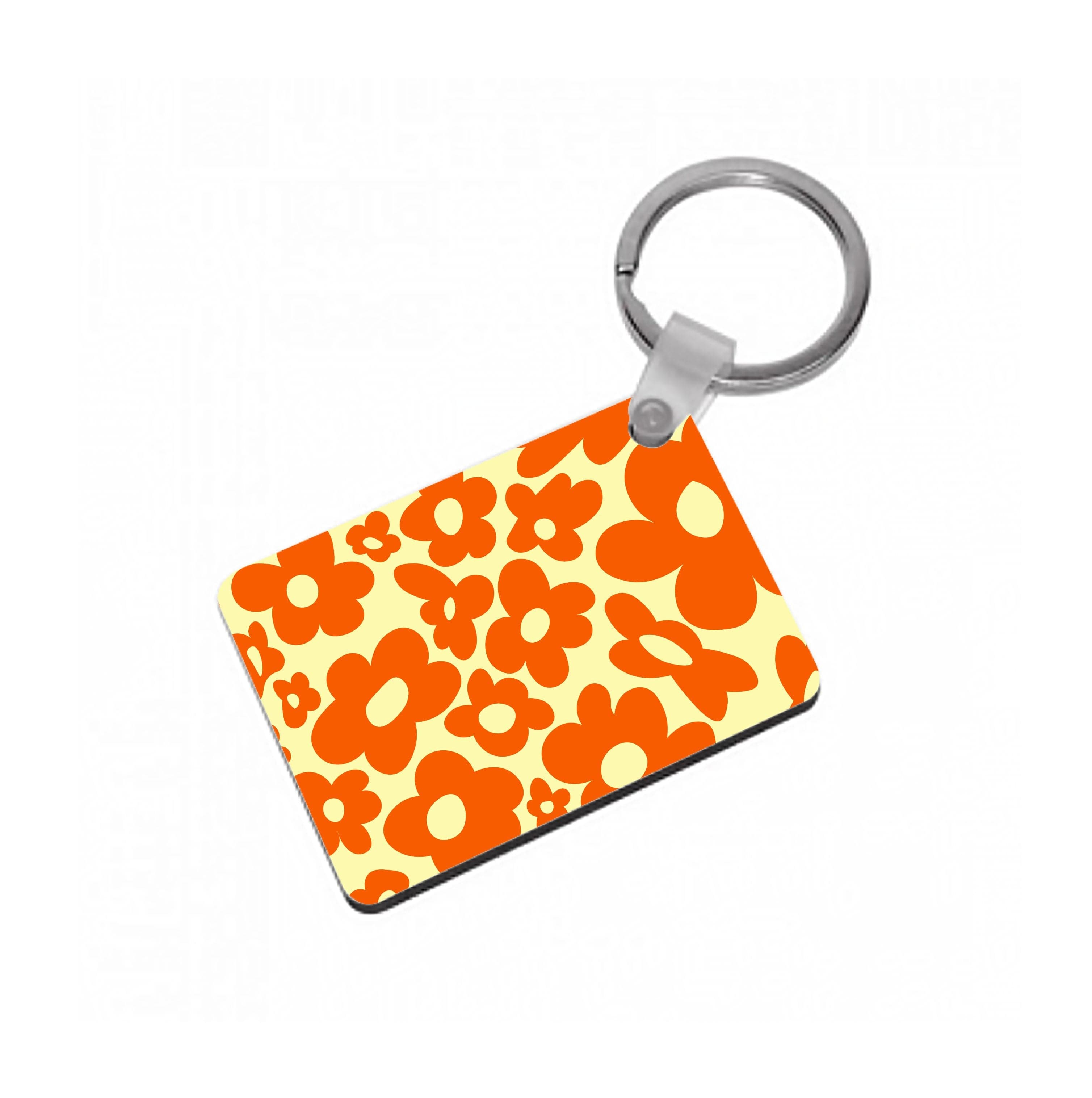 Orange Flowers - Trippy Patterns Keyring