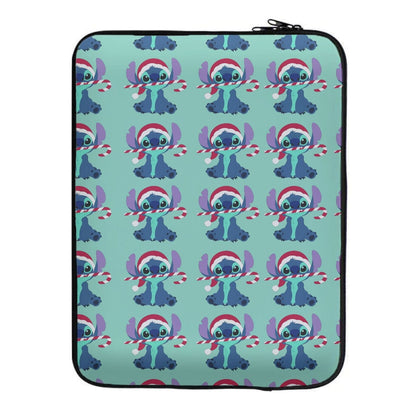 Christmas Blue Alien Pattern Laptop Sleeve