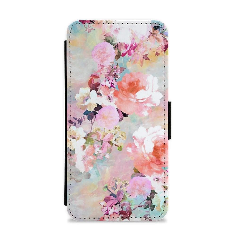 Pastel Pink Floral Pattern Flip / Wallet Phone Case - Fun Cases