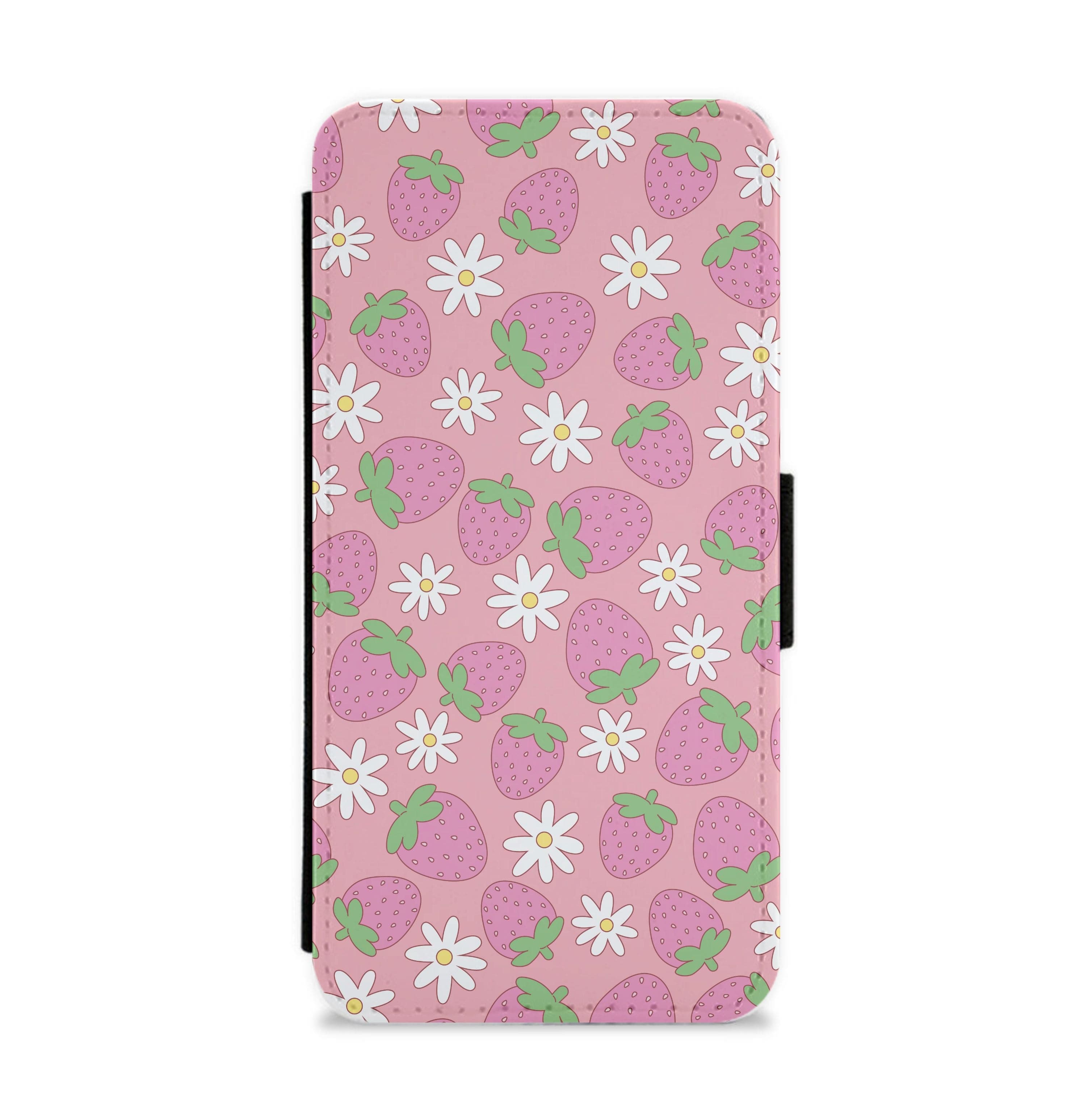 Pink Strawberries - Spring Patterns Flip / Wallet Phone Case