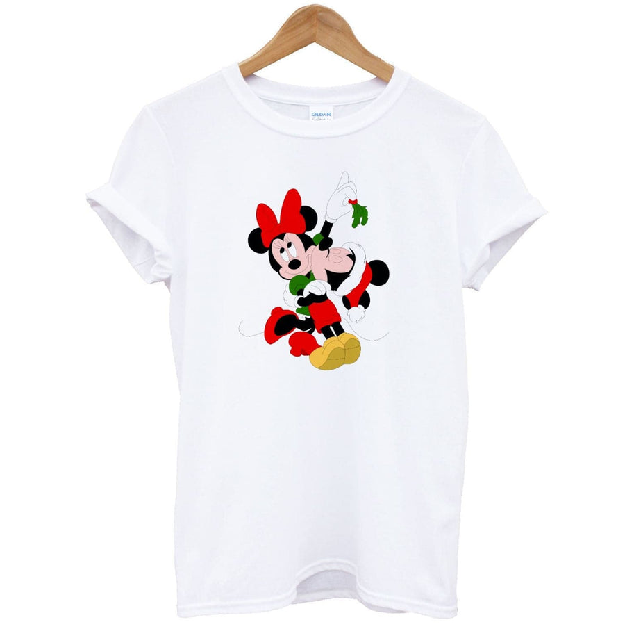 Mistletoe Mickey And Minnie Mouse - Christmas T-Shirt