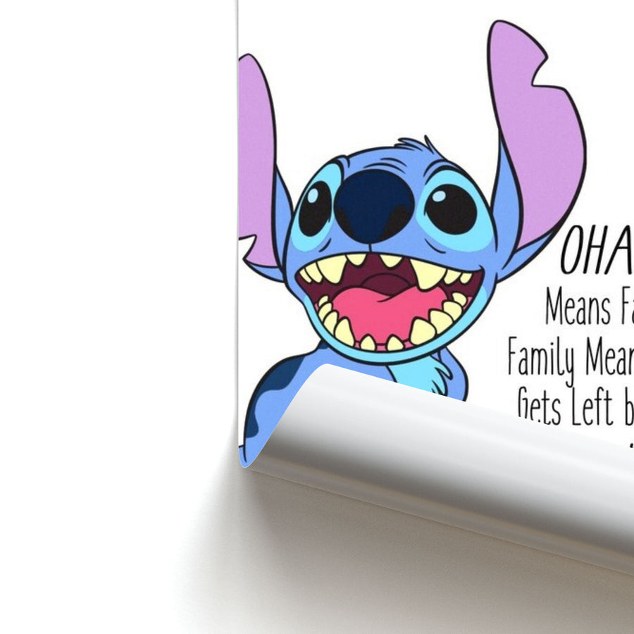 Ohana Means Family - Stitch Poster