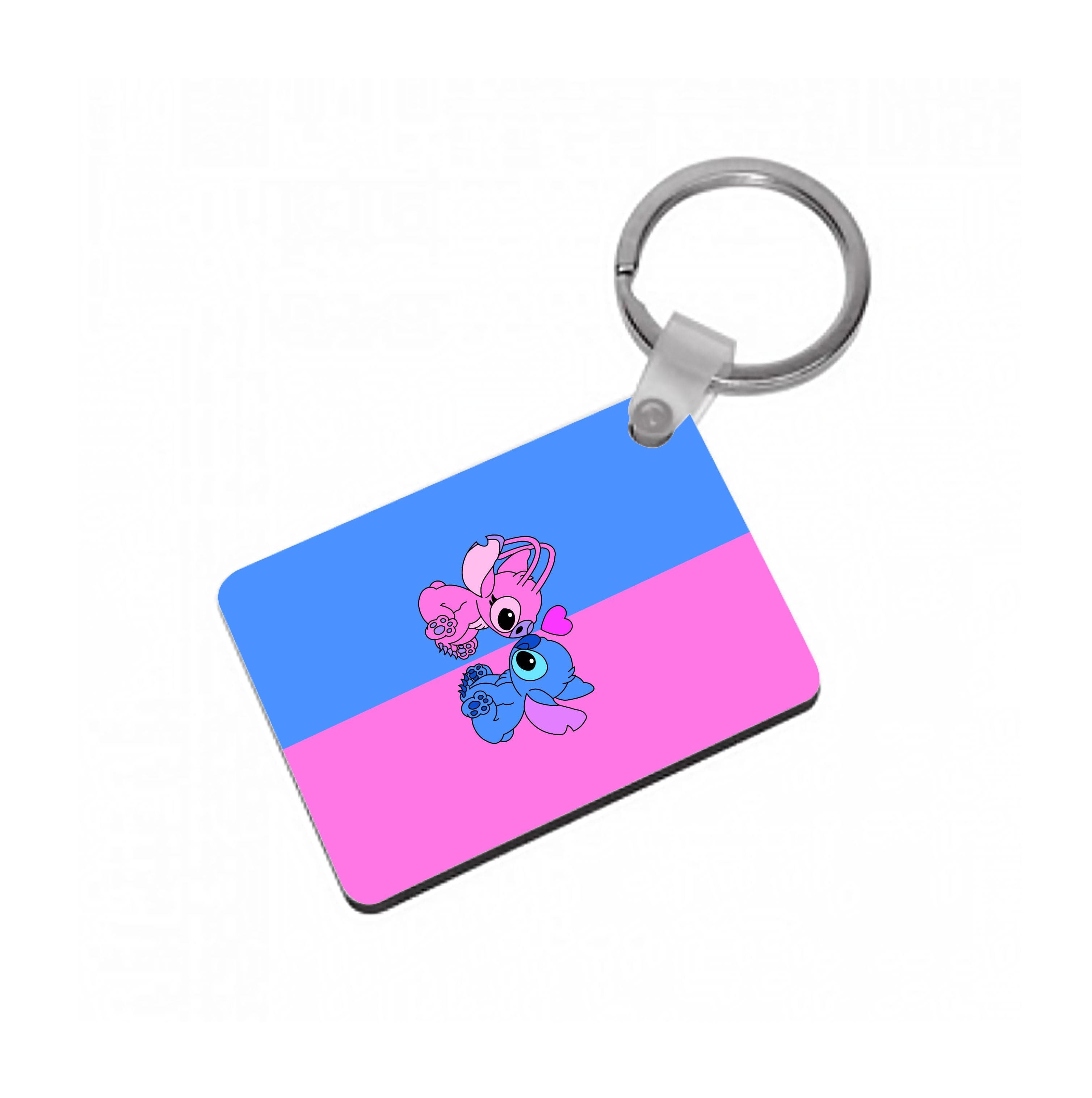 Angel And Blue Alien - Pink Alien Keyring