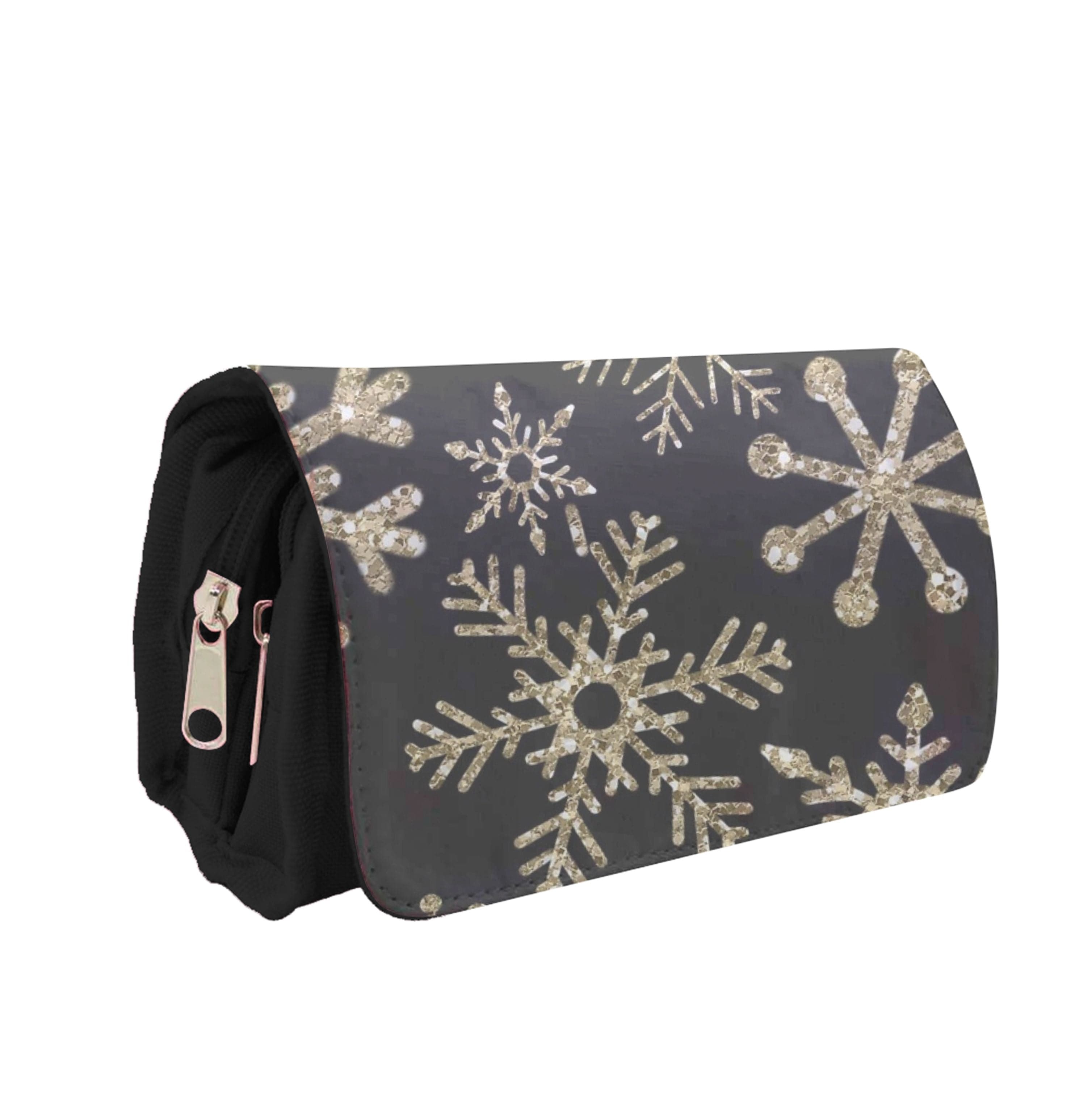 Gold Snowflake Pattern Pencil Case