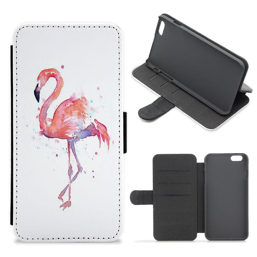 Watercolour Flamingo Painting Flip / Wallet Phone Case - Fun Cases