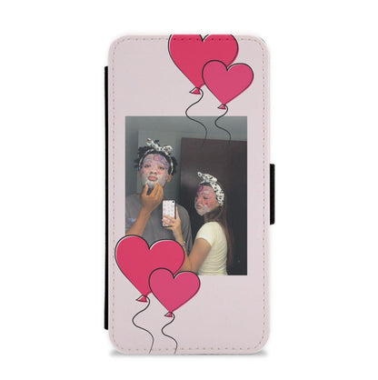 Heart Balloons - Personalised Couples Flip / Wallet Phone Case