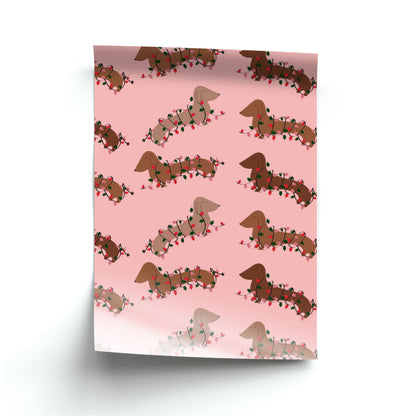 Dachshund Christmas Pattern Poster