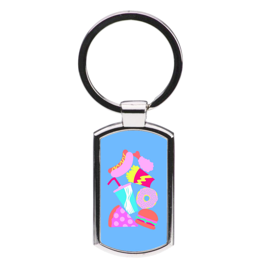 All The Foods - Fast Food Patterns Luxury Keyring
