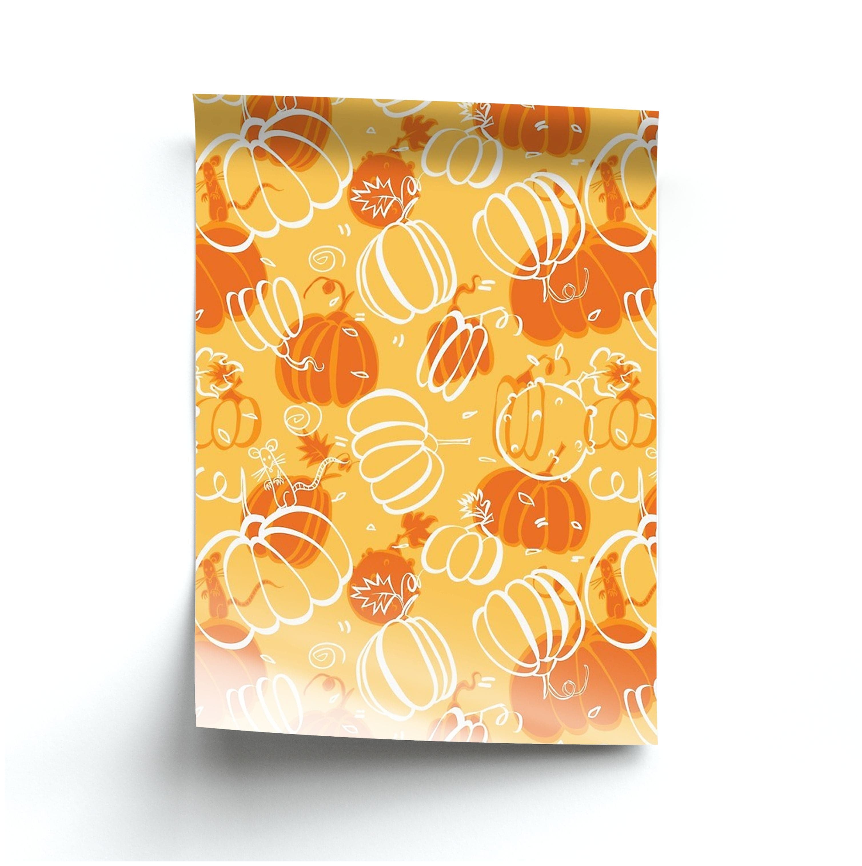 Drawn Pumpkin Pattern Poster