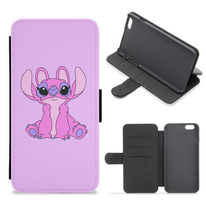 Sitting Down - Pink Alien Flip / Wallet Phone Case