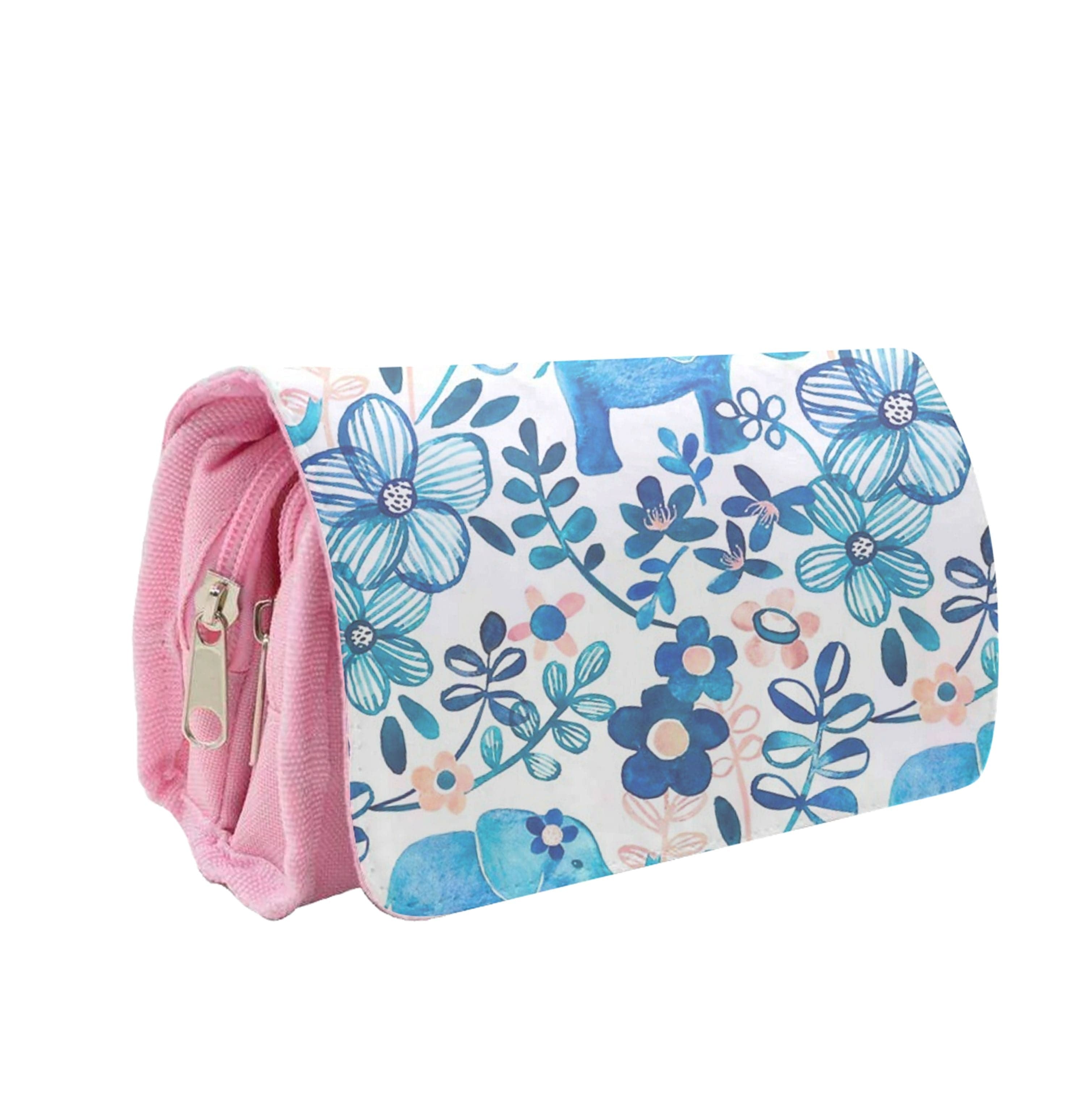 Elephant and Floral Pattern Pencil Case