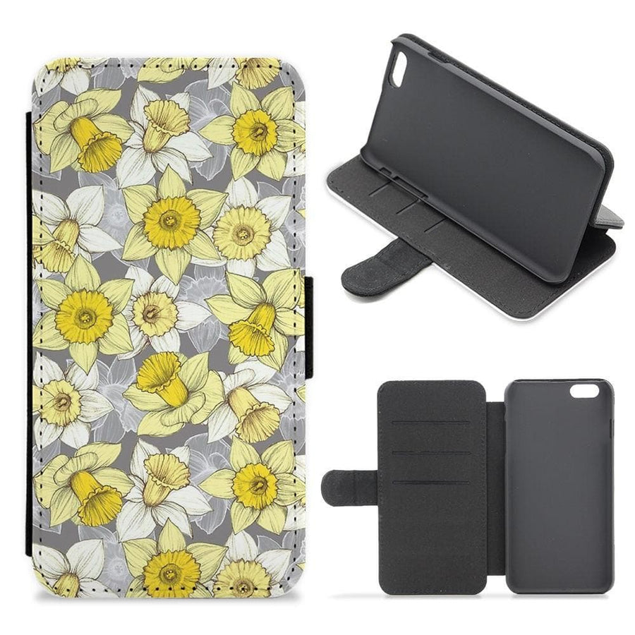 Daffodil Daze - Spring Pattern Flip Wallet Phone Case - Fun Cases