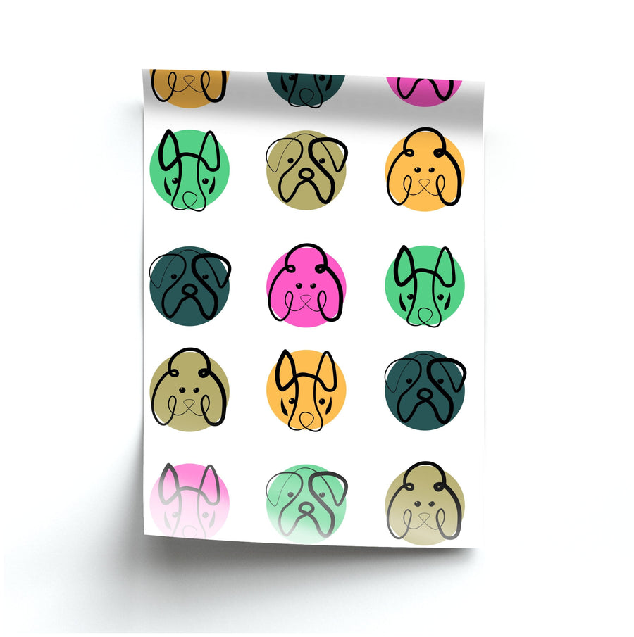 Multi colour dog bones - Dog Patterns Poster