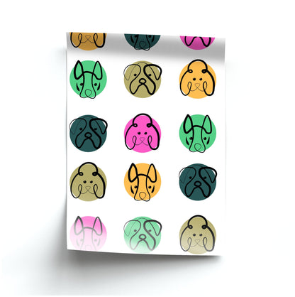 Multi colour dog bones - Dog Patterns Poster