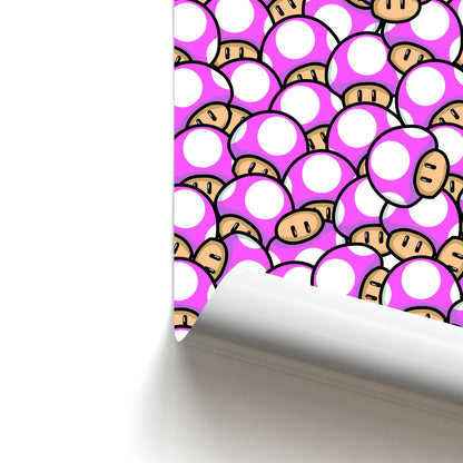 Mushroom Pattern - Pink Poster