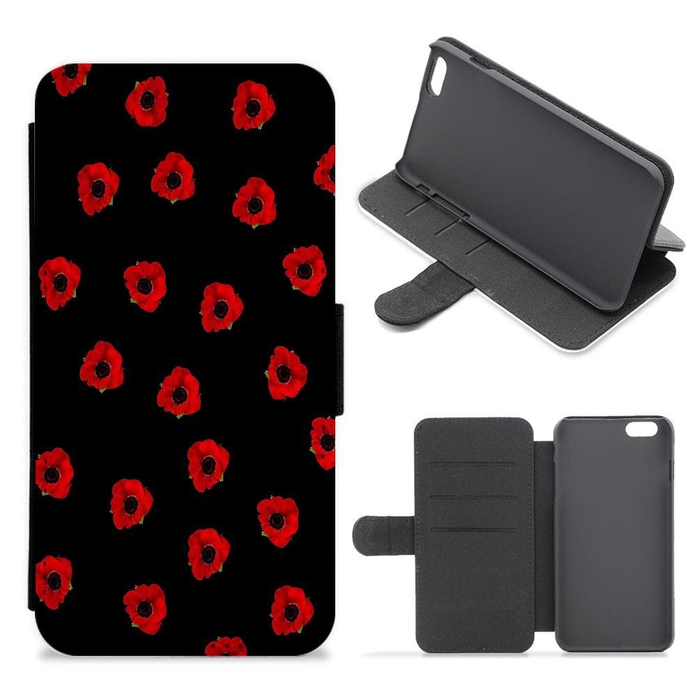 Poppy Pattern Flip / Wallet Phone Case - Fun Cases