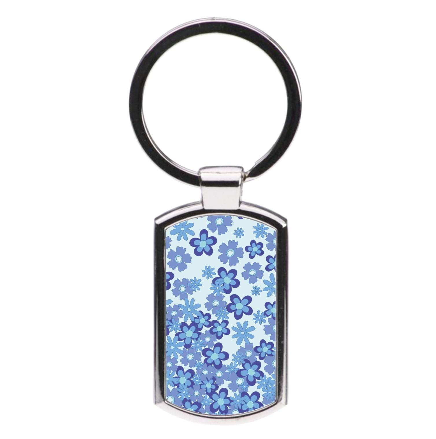 Blue Flowers - Floral Patterns Luxury Keyring