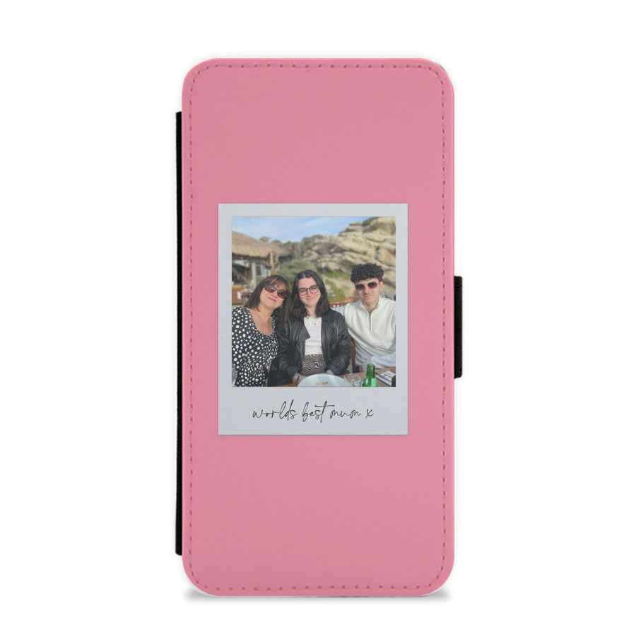 Worlds Best Mum Polaroid - Personalised Mother's Day Flip / Wallet Phone Case