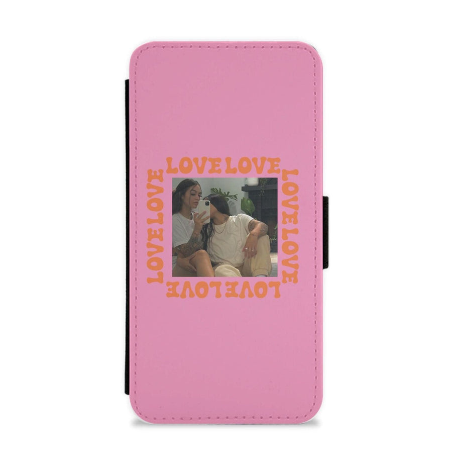 Love, Love, Love - Personalised Couples Flip / Wallet Phone Case