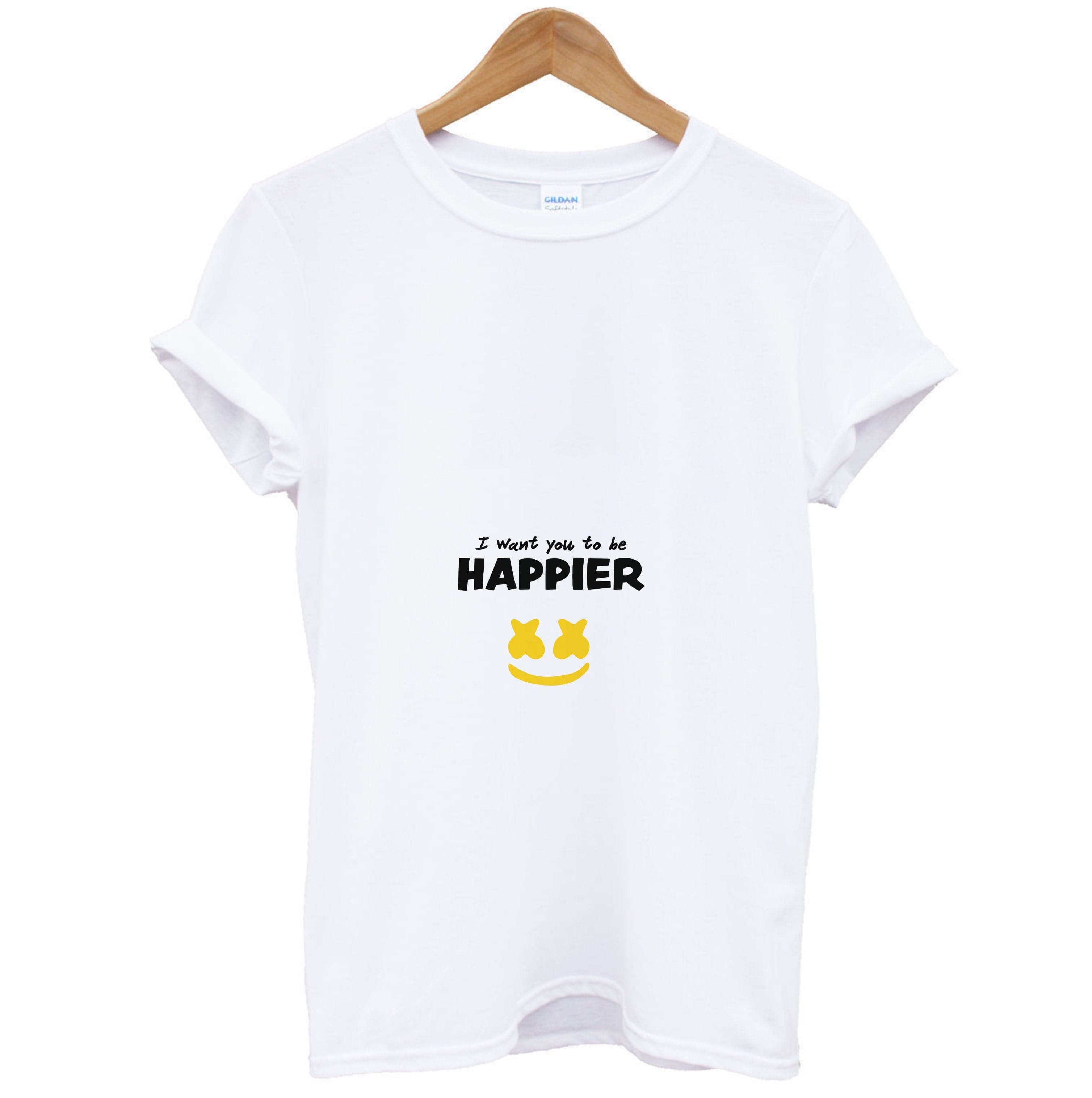 I Want You To Be Happier - White Helmet DJ T-Shirt