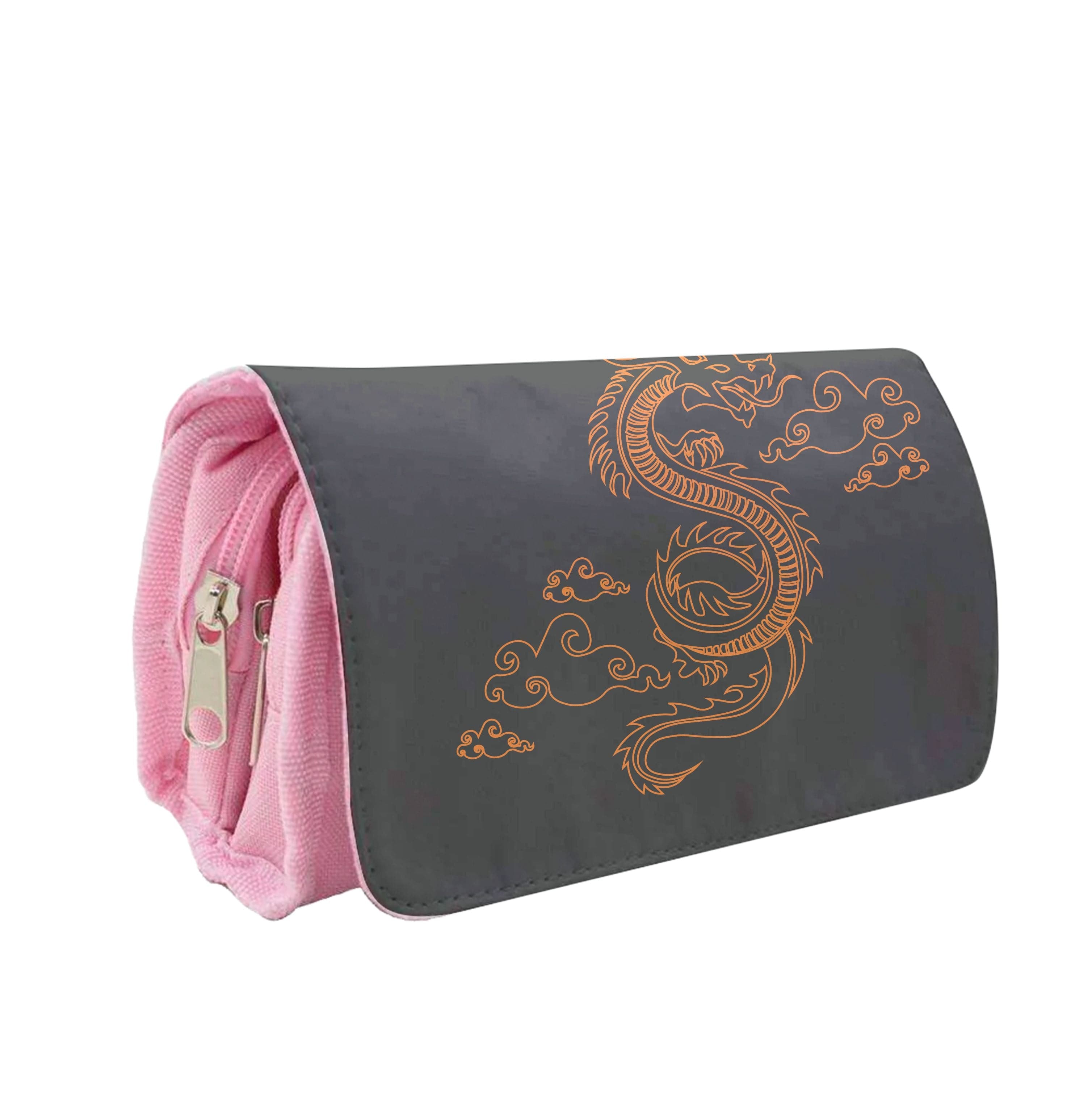 Orange - Dragon Patterns Pencil Case