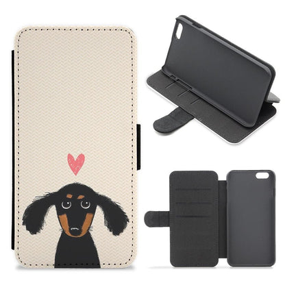 Dachshund Puppy Love Flip Wallet Phone Case - Fun Cases