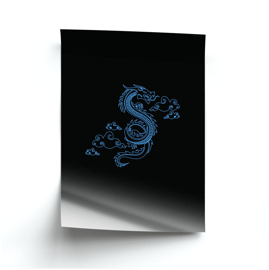 Blue - Dragon Patterns Poster