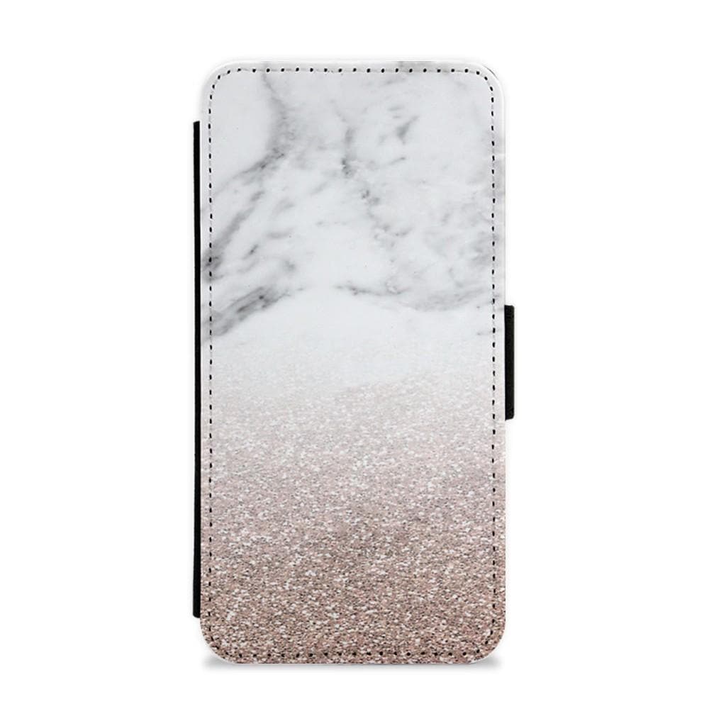 Rose Gold Glitter & Marble Flip / Wallet Phone Case - Fun Cases