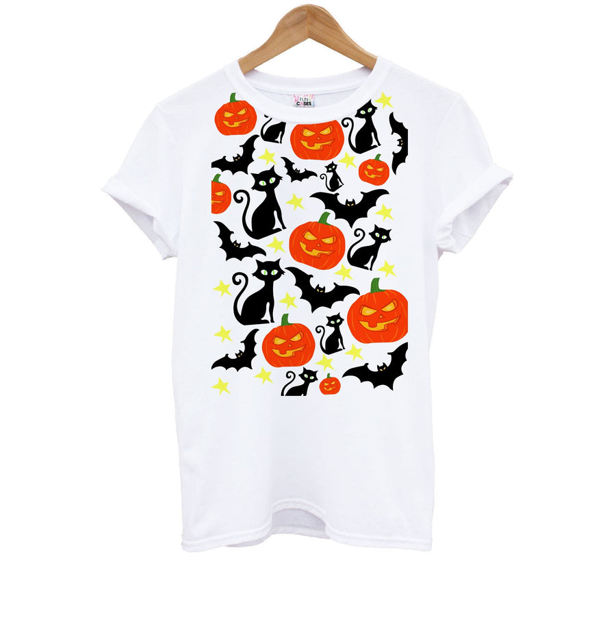 Pumpkin And Cats - Halloween Kids T-Shirt