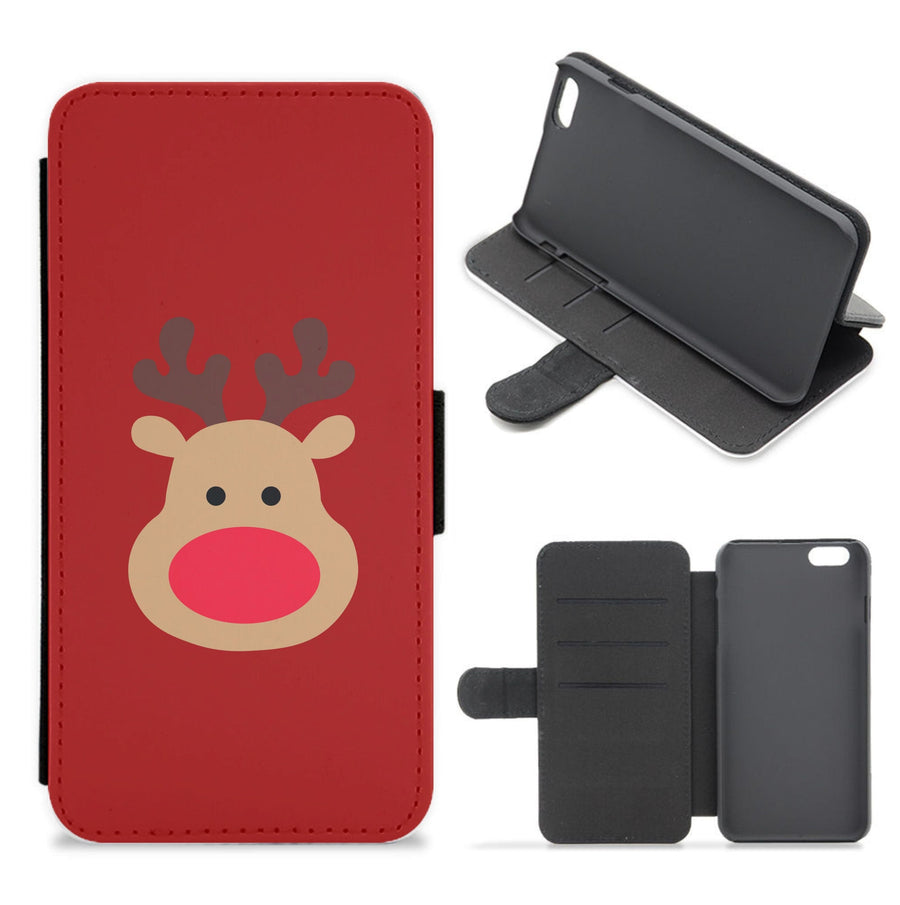 Rudolph Face - Christmas Flip / Wallet Phone Case