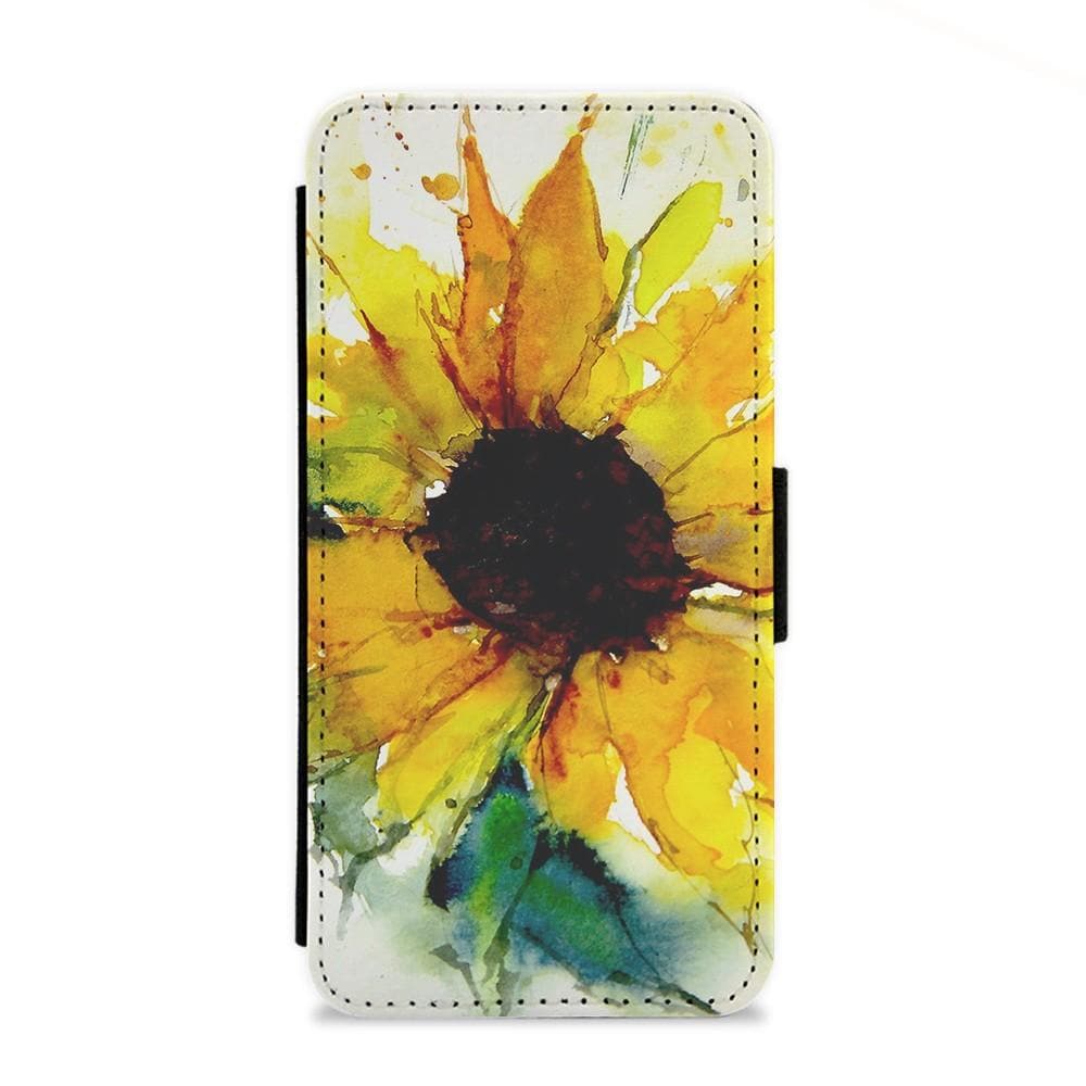 Watercolour Sunflower Flip Wallet Phone Case - Fun Cases
