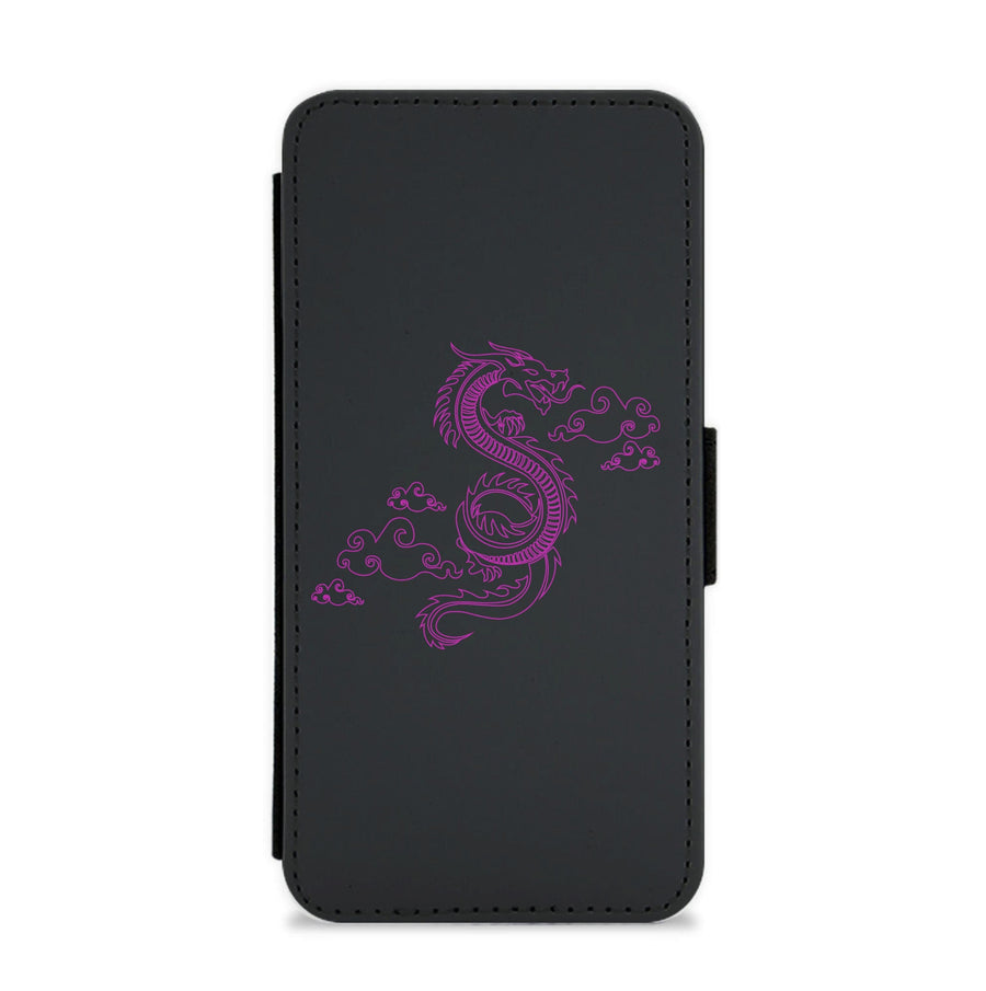 Pink - Dragon Patterns Flip / Wallet Phone Case