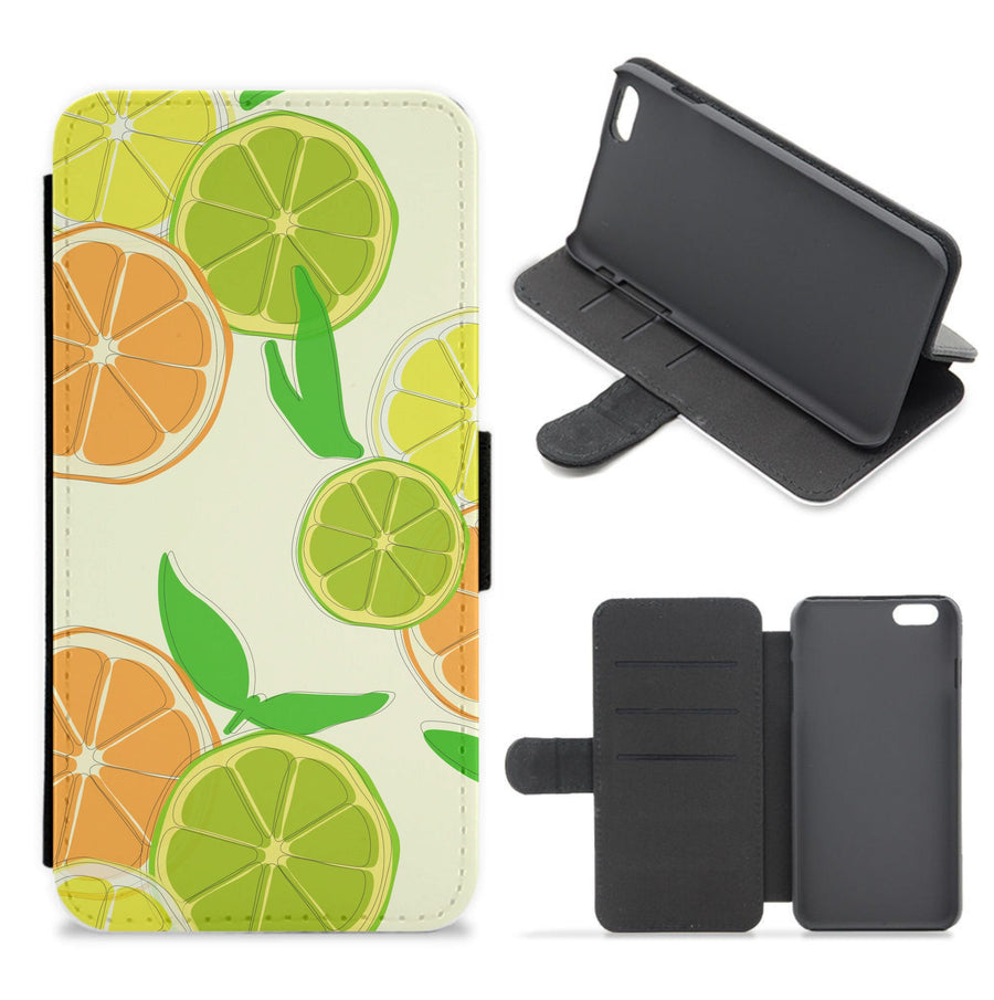 Oranges, Leomns And Limes - Fruit Patterns Flip / Wallet Phone Case