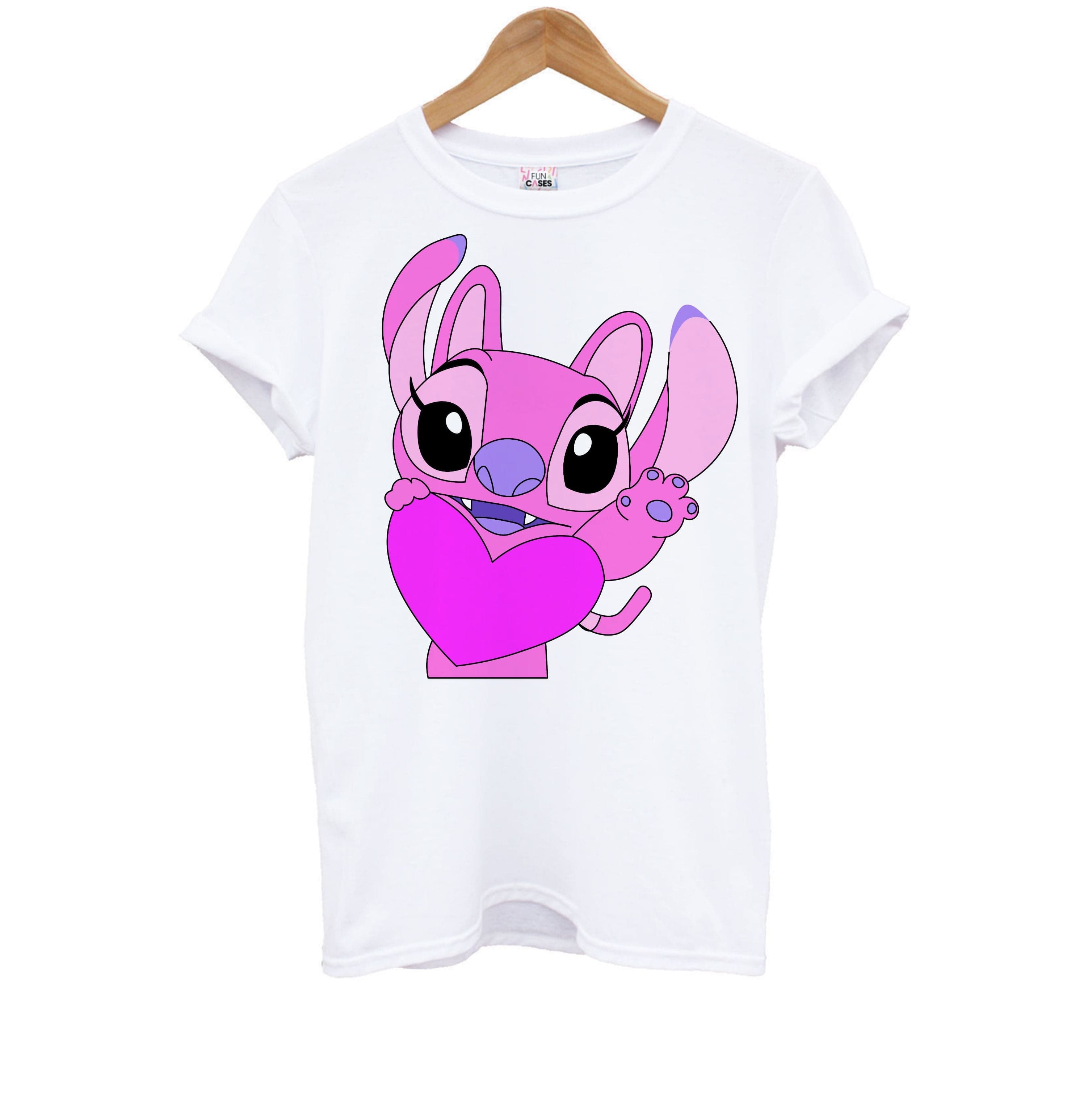 Holding Heart - Pink Alien Kids T-Shirt