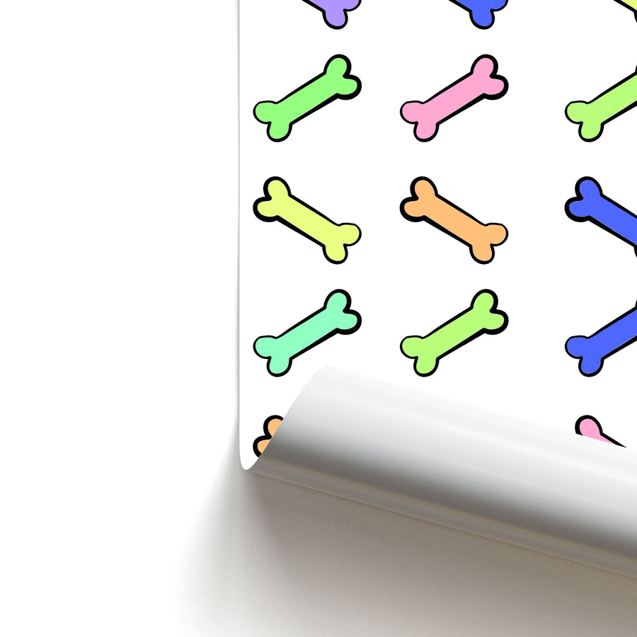 Multi colour bones - Dog Patterns Poster