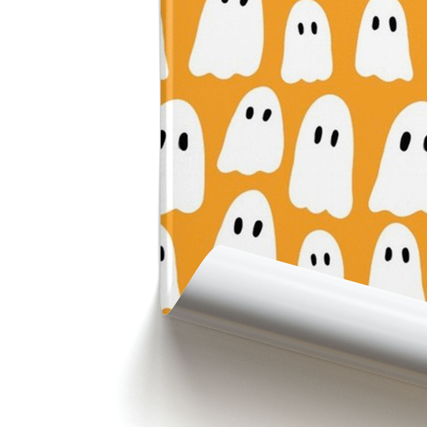 Orange Ghost Halloween Pattern Poster