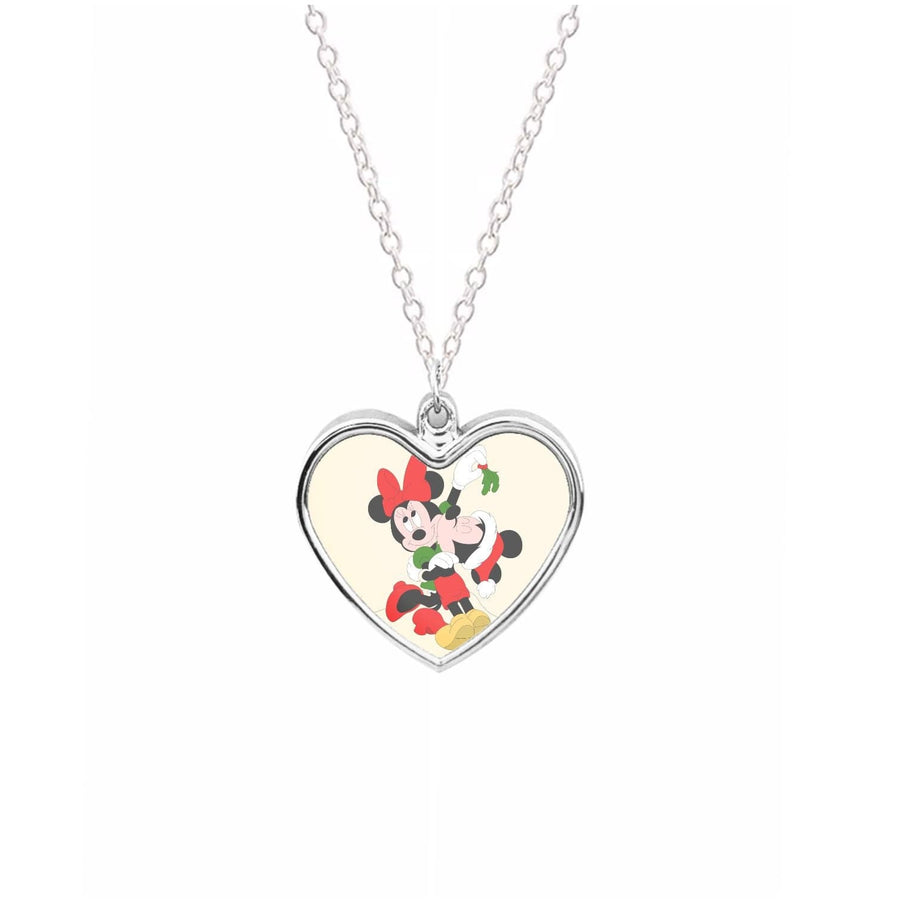 Mistletoe Mickey And Minnie Mouse - Christmas Necklace
