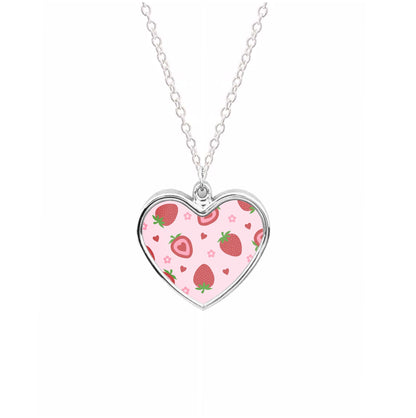 Strawberries And Hearts - Fruit Patterns Necklace