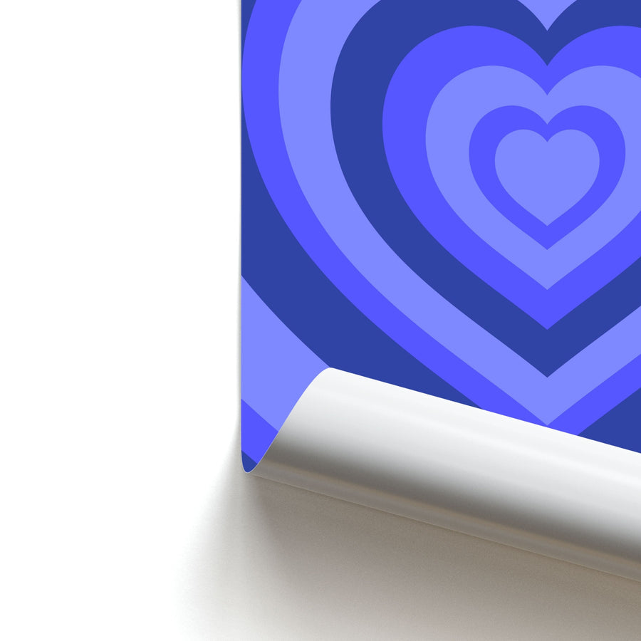 Blue - Colourful Hearts Poster