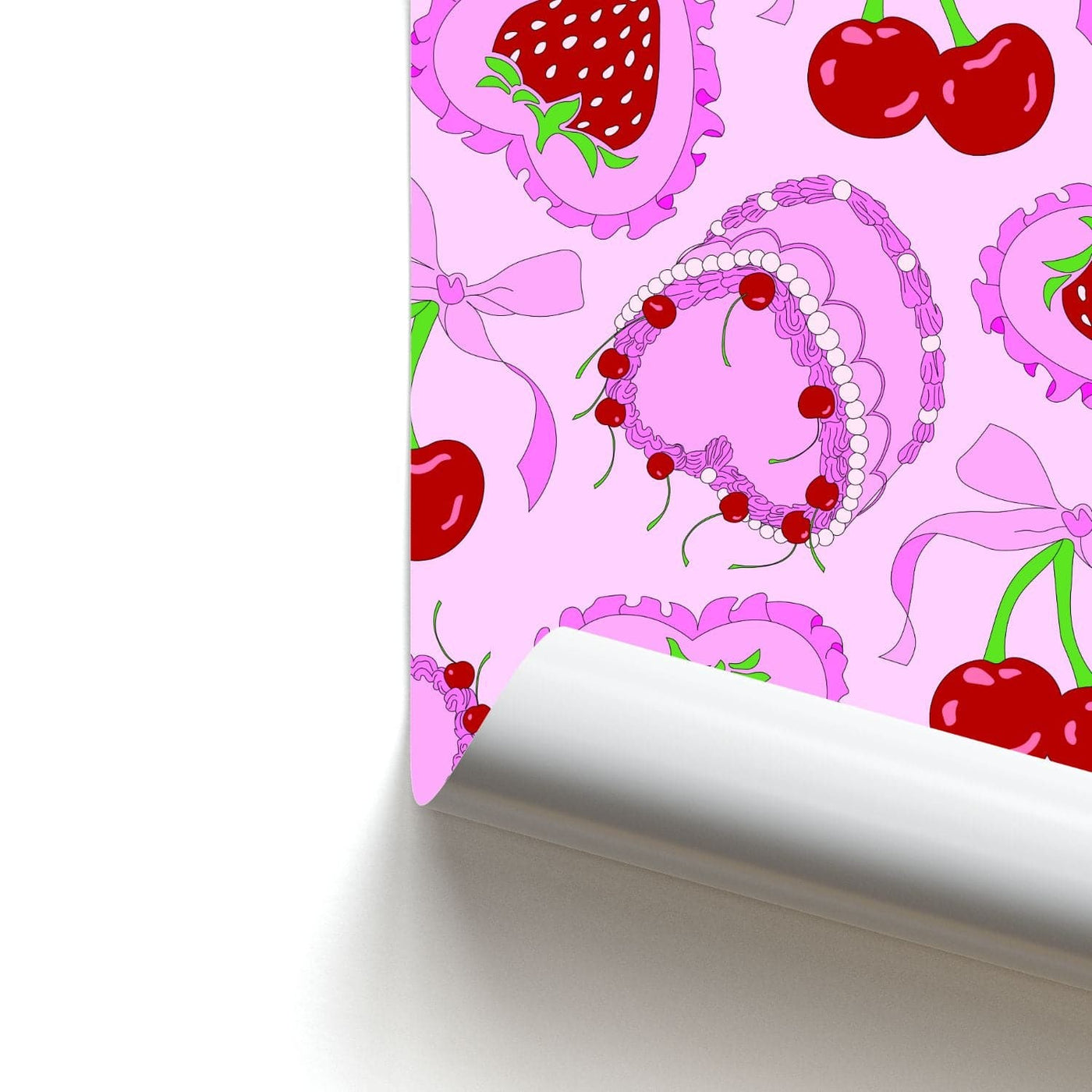 Cherries, Strawberries And Cake - Valentine's Day Poster