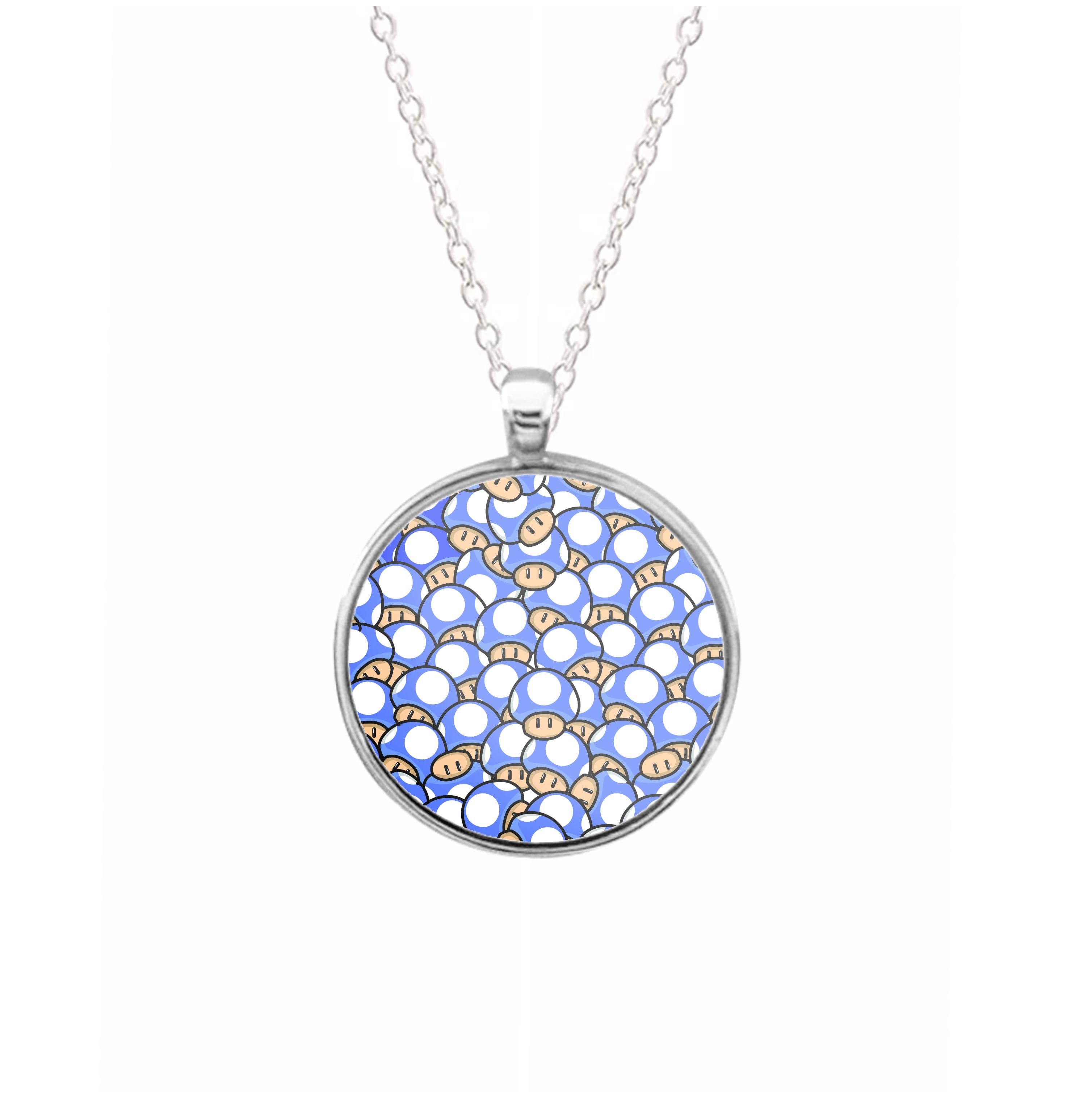 Mushroom Pattern - Dark Blue Necklace