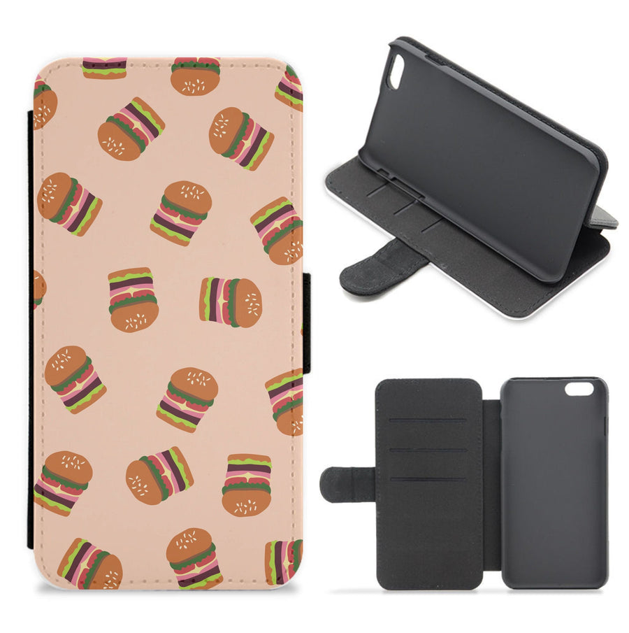 Burgers - Fast Food Patterns Flip / Wallet Phone Case
